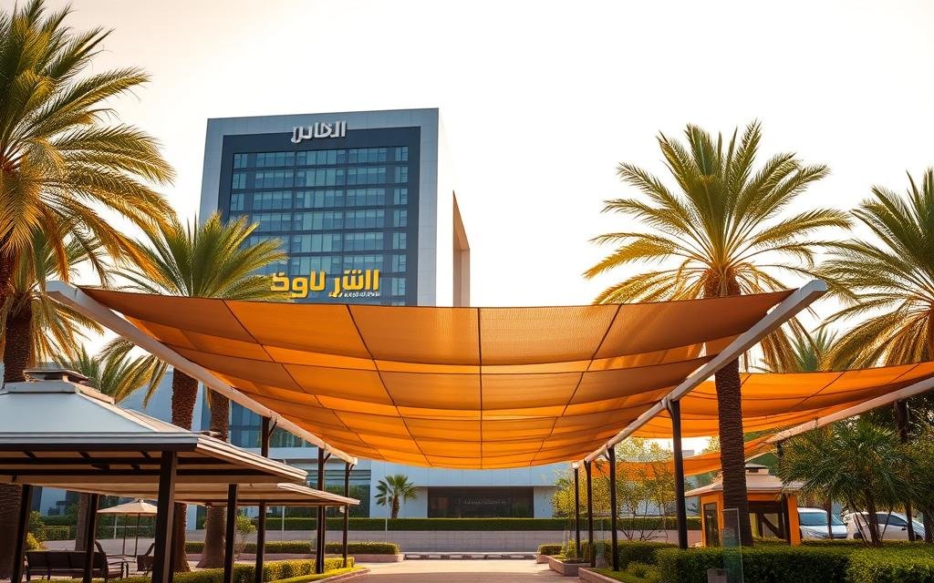 فني يقوم بتركيب ساتر خارجي في فناء منزل بالقصيم